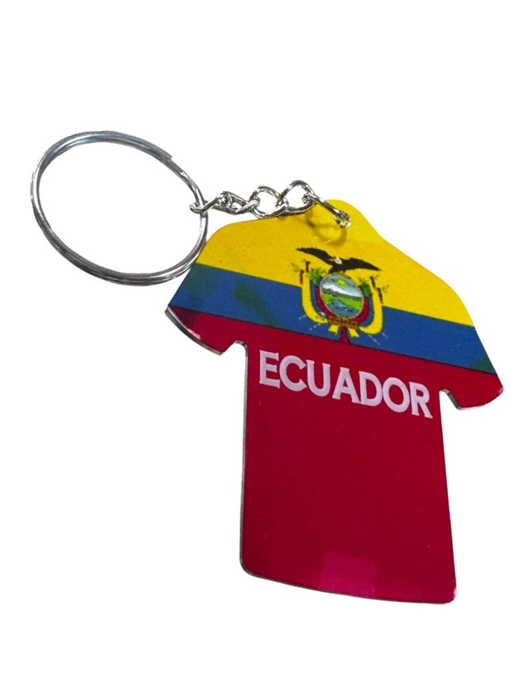 Ecuador Flag Jersey Shape Keychain, Metal Key Ring Souvenir